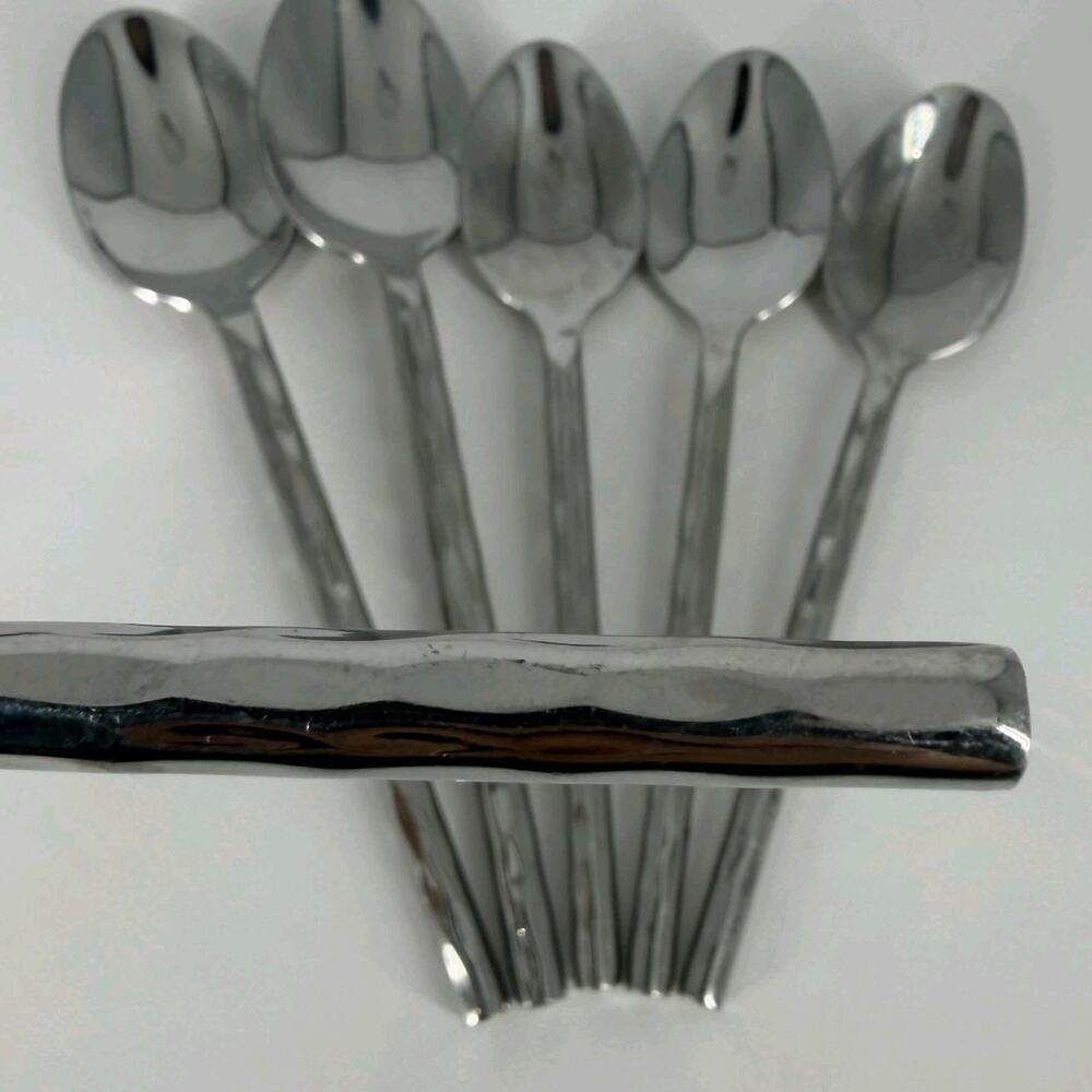 4+2X Spoons Pier One PII16 4 Teaspoons 2 Table Hammered Glossy 18/8 Stainless